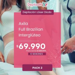Depilación Láser Diodo - Pack 2: Axila + Full Brazilian + Interglúteo